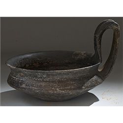 Vases. Etruscan bucchero-ware kyathos. Circa 7th century BC.  D/ Biconical body, with high-arching s