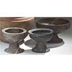Vases. Three etruscan vessels. Circa late 7th - early 6th century BC.  D/ Three impasto-ware chalice