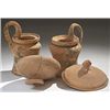 Image 1 : Vases. Four vessels. Circa 5th century BC.  D/ Two Etruscan kyathos.  12 cm high. Both intact. Etrus