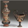 Image 1 : Vases. Two apulian red-figure vessels. Circa 4th century BC.  D/ Miniature kantharos, with female he