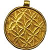 Image 2 : Jewelry. Gold amulet-medal. Germanic tribes, 4th-5th century AD.  D/ Embossed geometric pattern. Eng