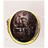 Image 1 : Engraved Gems & Cameos. Sardonix intaglio set in gold. Roman, Balkan region.  D/ Apollo facing, seat