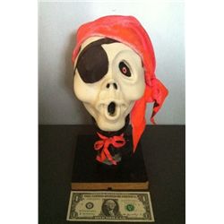 PIRATE SKULL WITH EYE PATCH AND BANDANA ANIMATRONIC HEAD HORROR PROP
