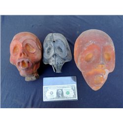 3 CREEPY SKULL VINTAGE 60'S PUPPETRY CASTINGS HORROR PROPS