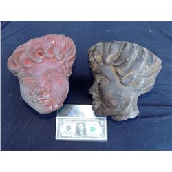 2 VINTAGE 60'S FEMALE PUPPET HEAD CASTINGS PROPS