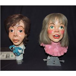 DISNEY THE BEATLES PAUL & LINDA MCCARTNEY VINTAGE 70's ANIMATRONIC CARICATURE HEADS