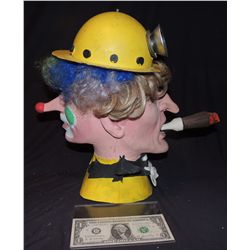 DISNEY ON PARADE VINTAGE MINER CIRCUS CLOWN DUAL SPINNING FACE ANIMATRONIC HEAD