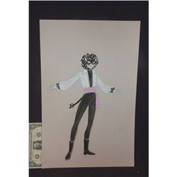 1972 73 ARISTOCATS HAND DRAWN CAT MAN DANCER ORIGINAL COSTUME WARDROBE ARTWORK