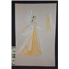Image 1 : 1972 73 DISNEY SLEEPING BEAUTY PRINCESS AURORA HAND DRAWN ORIGINAL COSTUME WARDROBE ARTWORK
