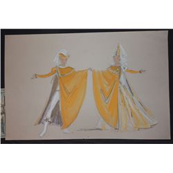 1972 73 DISNEY SLEEPING BEAUTY BALL ROOM COUPLE ORIGINAL COSTUME WARDROBE ARTWORK