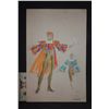 Image 1 : 1971 DISNEY PINNOCHIO HAND DRAWN ORIGINAL DANCER WARDROBE COSTUME ARTWORK