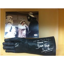 STAR WARS DARTH VADER GLOVE AND PHOTO SIGNED BY DAVID PROWSE & JAMES EARL JONES
