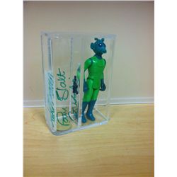 STAR WARS GREEDO SIGNED ACTION FIGURE BY PAUL BLAKE DISPLAY AFA GRADED 85
