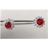 Image 1 : 3327 - WHITE GOLD PLATED RUBY AND TOPAZ EARRINGS
