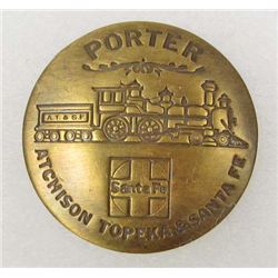 2897 - SANTA FE BRASS PORTER TRAIN BADGE