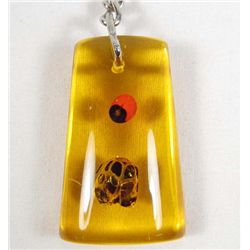 1487 - BEETLE IN YELLOW RESIN KEYCHAIN - 1.5"