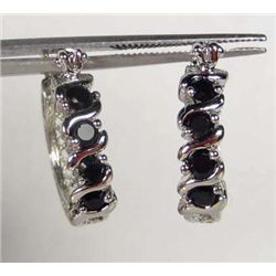 3323 - WHITE GOLD PLATED ONYX EARRINGS