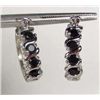 Image 1 : 3323 - WHITE GOLD PLATED ONYX EARRINGS