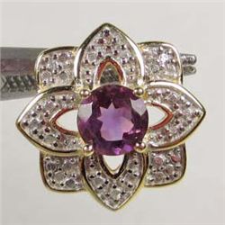 3291 - AMETHYST AND DIAMOND PENDANT MARKED .925