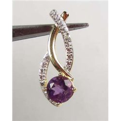 3302 - AMETHYST AND DIAMOND PENDANT MARKED .925