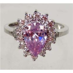 3333 - WHITE GOLD PLATED TANZANITE AND TOPAZ  RING SIZE 8