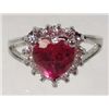 Image 1 : 2698 - 14K WHITE GOLD PLATED RING W/ RED RUBY & WHITE TOPAZ - SIZE 8
