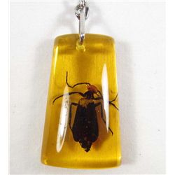 1494 - BEETLE IN YELLOW RESIN KEYCHAIN - 1.5"