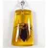 Image 1 : 1494 - BEETLE IN YELLOW RESIN KEYCHAIN - 1.5"