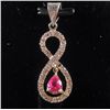 Image 1 : 423 - 9.98 CT. PINK RUBY AND WHITE TOPAZ STERLING SILVER PENDANT