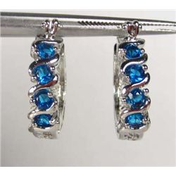 3324 - PAIR OF WHITE GOLD PLATED SAPPHIRE EARRINGS