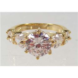 2830 - 14K GOLD PLATED RING W/ WHITE TOPAZ - SIZE 7