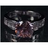Image 1 : 2695 - 14K WHITE GOLD PLATED RING W/ PINK SAPPHIRE & WHITE TOPAZ - SIZE 7