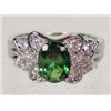 Image 1 : 3335 - WHITE GOLD PLATED EMERALD AND TOPAZ RING SIZE 8