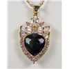 Image 1 : 3304 - GOLD PLATED EMERALD & TOPAZ NECKLACE