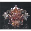 Image 1 : 2823 - 14K WHITE GOLD PLATED RING W/ PINK SAPPHIRE & WHITE TOPAZ - SIZE 8