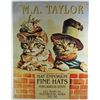 Image 1 : 1614 - METAL ADVERTISING SIGN - MA TAYLOR HATS 2 KITTENS - 12.5X16"