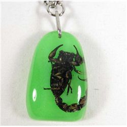 1461 - SCORPION IN GREEN  RESIN KEYCHAIN - 1.5"