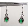 Image 1 : 3325 - WHITE GOLD PLATED EMERALD EARRINGS