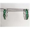 Image 1 : 2737 - PAIR OF 14K WHITE GOLD PLATED EARRINGS W/ GREEN EMERALD