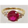 Image 1 : 3311 - GOLD PLATED GARNET & TOPAZ RING SIZE 6