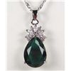 Image 1 : 3320 - WHITE GOLD PLATED EMERALD & WHITE TOPAZ NECKLACE
