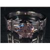 Image 1 : 2694 - 14K WHITE GOLD PLATED RING W/ PINK SAPPHIRE & WHITE TOPAZ - SIZE 8