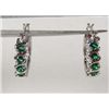 Image 1 : 2842 - PAIR OF 14K WHITE GOLD PLATED EARRINGS W/ GREEN EMERALD