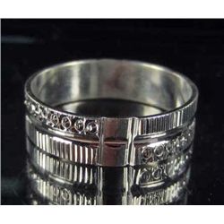 1754 - SILVER CARVED EMBROIDERY RING SIZE 6.25