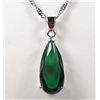 Image 1 : 2748 - 14K WHITE GOLD PLATED PENDANT NECKLACE W/ GREEN EMERALD