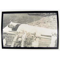 3033 - MAN IN CASKET PHOTO APPROX 4.5 X6"