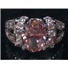 Image 1 : 3312 - WHITE GOLD PLATED PINK SAPPHIRE AND TOPAZ RING SIZE 8