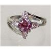 Image 1 : 3330 - WHITE GOLD PLATED TANZANITE & TOPAZ RING SIZE 7
