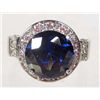 Image 1 : 3318 - WHITE GOLD PLATED SAPPHIRE & TOPAZ RING SIZE 7