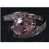 Image 1 : 2693 - 14K WHITE GOLD PLATED RING W/ PINK SAPPHIRE & WHITE TOPAZ - SIZE 6